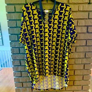 New LuLaRoe Irma Chartreuse & Dark Navy